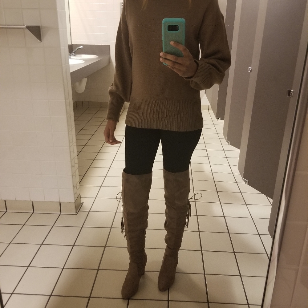 NEW.  OVTK. Tan/camel lace up and zip boots